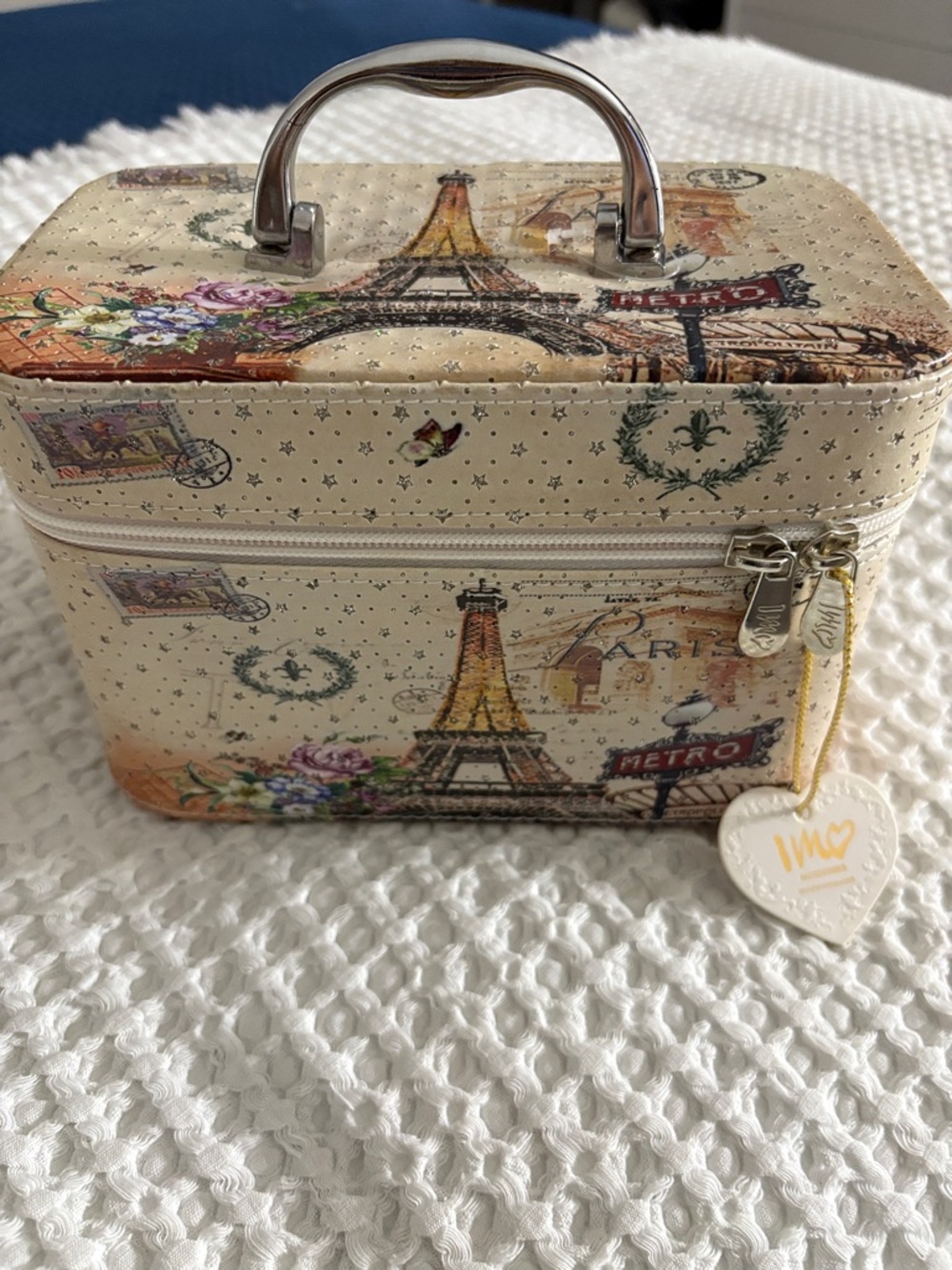 Paris Eiffel Tower Travel Cosmetic Case in Cream